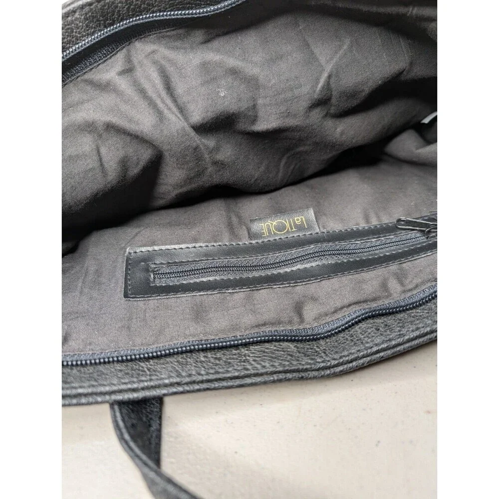 LaTique Black Faux Leather Marbled Shoulder Bag Tote Black‎ Hardware Black Strap